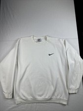 Vintage White Nike Crewneck Sweatshirt Mini Swoosh USA Made Has Stains Men  s L