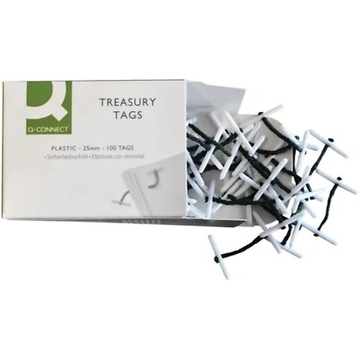 Q-Connect 25 mm Metall Kunststoff Elastische Schnur Etiketten - 100 Stück Aktenetiketten