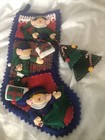 Colorful Felt Christmas Stocking With Elves Christmas Tree Presents 18” -2