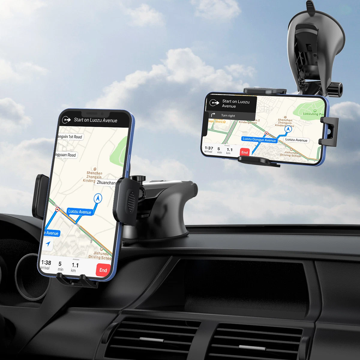 Car Phone Mount 360° Universal Car Cell Phone Holder Stand Windshield  Dashboard