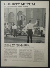 1960 LIBERTY MUTUAL Insurance Magazine Ad - Head-On Collision
