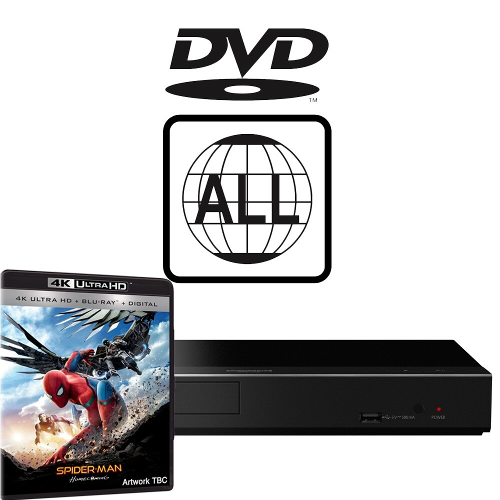 Panasonic Blu-ray Player DP-UB450 MultiRegion for DVD 4K & Spiderman Homecoming