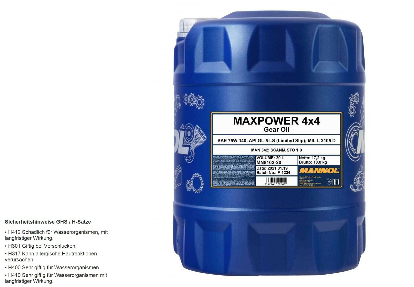 MANNOL Getriebeöl Maxpower 4x4 75W-140 API GL 5 LS Produktbild-Vorschau 1
