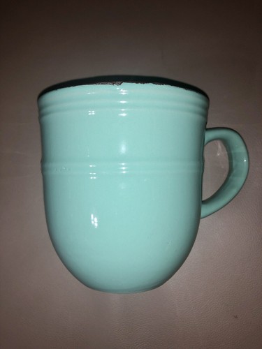 "Juego de 3 tazas de café American Atelier verde azulado con borde marrón moteado de gres de 4"" de alto" - Imagen 3 de 6