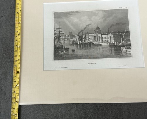 18c View of Dublin Antique Etching Engraving by Claess del, in conservation mat - Picture 7 of 8