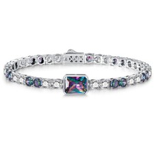Birthstone Bracelets for Women Birthday Gifts 4CT Radiant Cut Birthstone 4mm ...