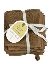 Threshold Quick Dry Hand Towels  Washcloths 4 Piece Dapper Brown Cotton Set