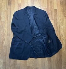 Jos. A. Bank Signature Mens Blazer Jacket 46 LG 100 Wool Black 2 Button