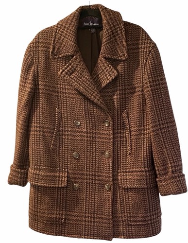 Ralph Lauren Purple Label, Vintage 90s Ralph Lauren Purple Label Wool Glen Plaid Jacket Coat Brown 6