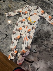 Copper Pearl Ultra Soft Zip-Up Footie Baby Pajamas newborn, cactus and buffalo!