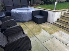Black rattan patio sofa corner unit, 1 seat, in good condition
