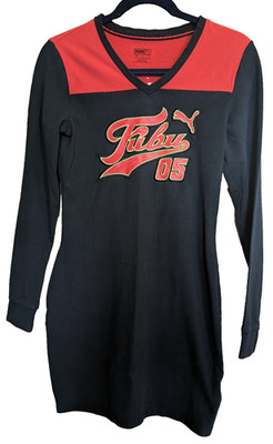 Puma x Fubu T-Shirt Mini Dress Casual Black Red S y2k Sport Fitted Streetwear