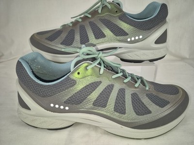 Ecco Biom Train Womens Gray Green Running Shoes Size 41 Euro/9.5 USA