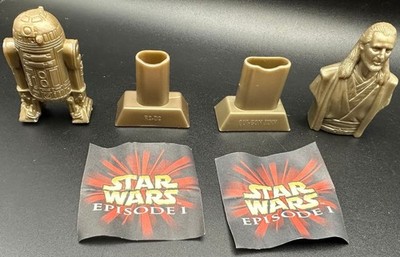 1999 Kellogg s Star Wars Episode I Figuren R2-D2 & Qui-Gon Jinn mit Beilagen
