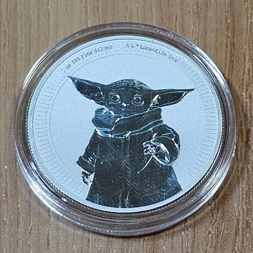 2021 "Baby Yoda" Grogu Star Wars 1 oz .999 Silver BU Round Disney $2 Coin