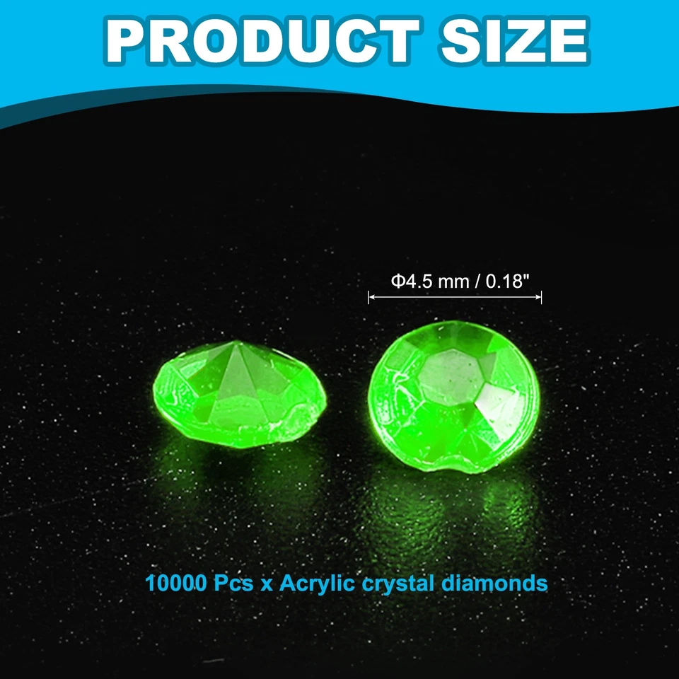 10000 piezas acrílico mesa boda diamantes 4,5 mm cristales gemas hierba verde Foto 2 de 4