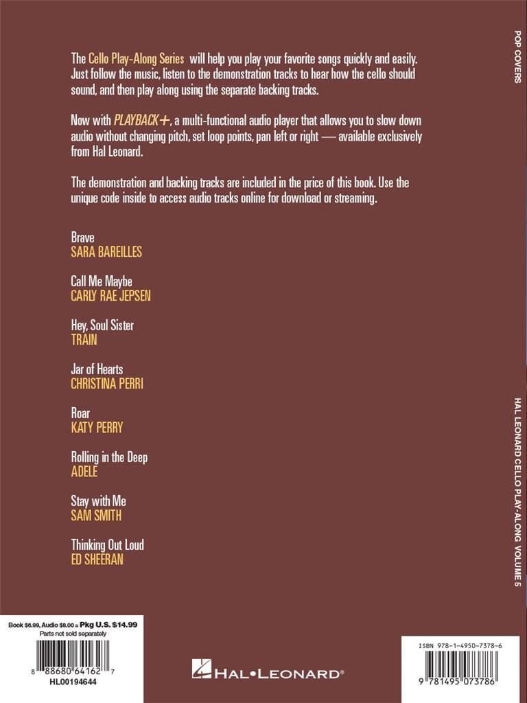 Pop Covers Cello Book and Audio Online Hal Leonard