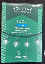 HOLIDAY LIVING 100 CT 24.7 Ft WARM WHITE MINI LED Christmas Lights