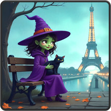 30 Custom French Halloween Witch Personalized Address Labels