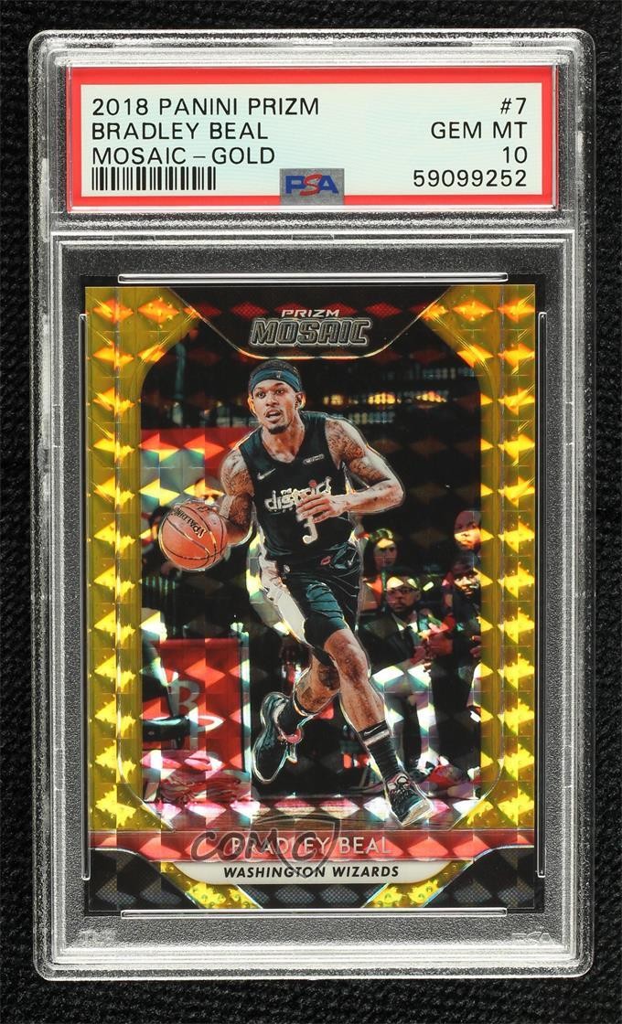 2018-19 Panini Prizm Mosaic Gold 4/10 Bradley Beal #7 PSA 10 GEM MT 00ur
