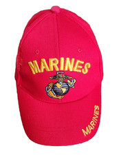 United States Marines Hat Red Embroidered Front and Back Adjustable Strap