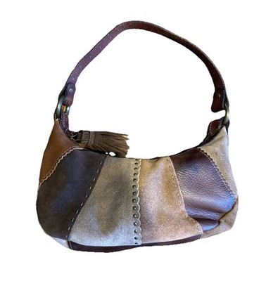 Brown Leather & Suede Patchwork Bag 90s VTG Y2K
