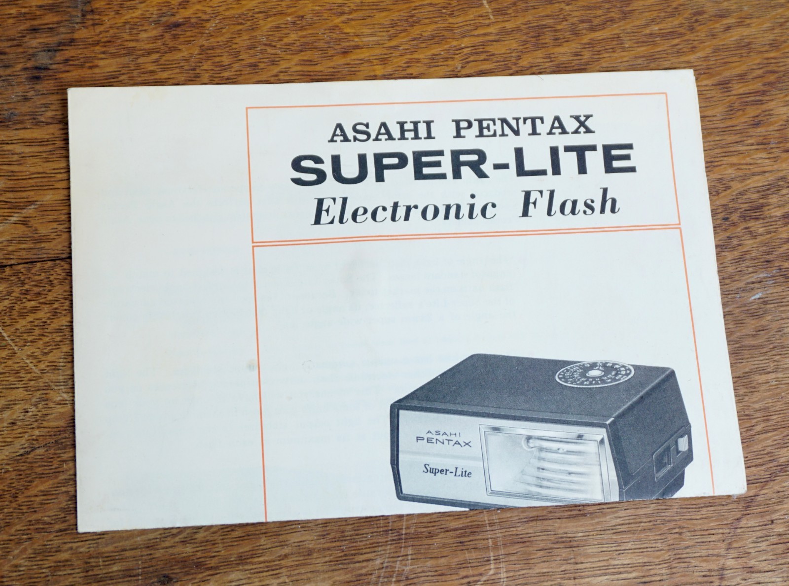 Asahi / Pentax Super - Lite Electronic Flash Owners Sheet.. FREE SHIPPING.