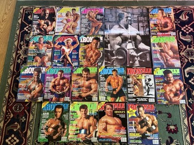 Vintage IRONMAN BODYBUILDING MAGAZINE Lot Of 18 ISSUES W/ ARNOLD Poster Lou 90 s