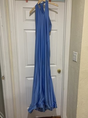 Atria Couture Blue Satin Halter Sleeveless Formal Gown Dress Size L | eBay Atria Couture Blue Satin Halter Sleeveless Formal Gown Dress Size L | eBay
