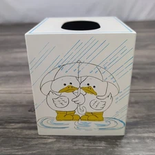 Vintage Andre Richard Ducks Under Umbrella Square Tissue Box Japan Retro 