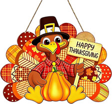 Thanksgiving Wooden Sign   Turkey Pumpkin Door Wreath for Front Door.