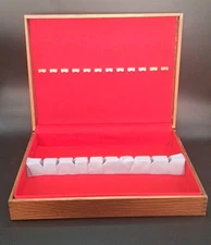 Wood Flatware Storage Chest Box Holds Service for 12 Red Lined Interior Top Clip