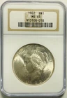 1922 Peace Silver Dollar NGC MS65 Beautiful Original White Coin Older Holder