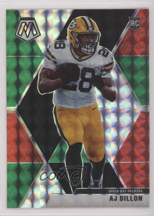 2020 Panini Mosaic Rookies Choice Red and Green Prizm AJ Dillon Rookie RC bl9