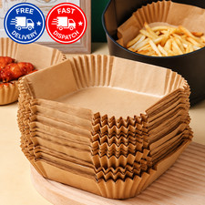50 Air Fryer Paper Liners Disposable Non Stick Baking Parchment Tray Inserts UK