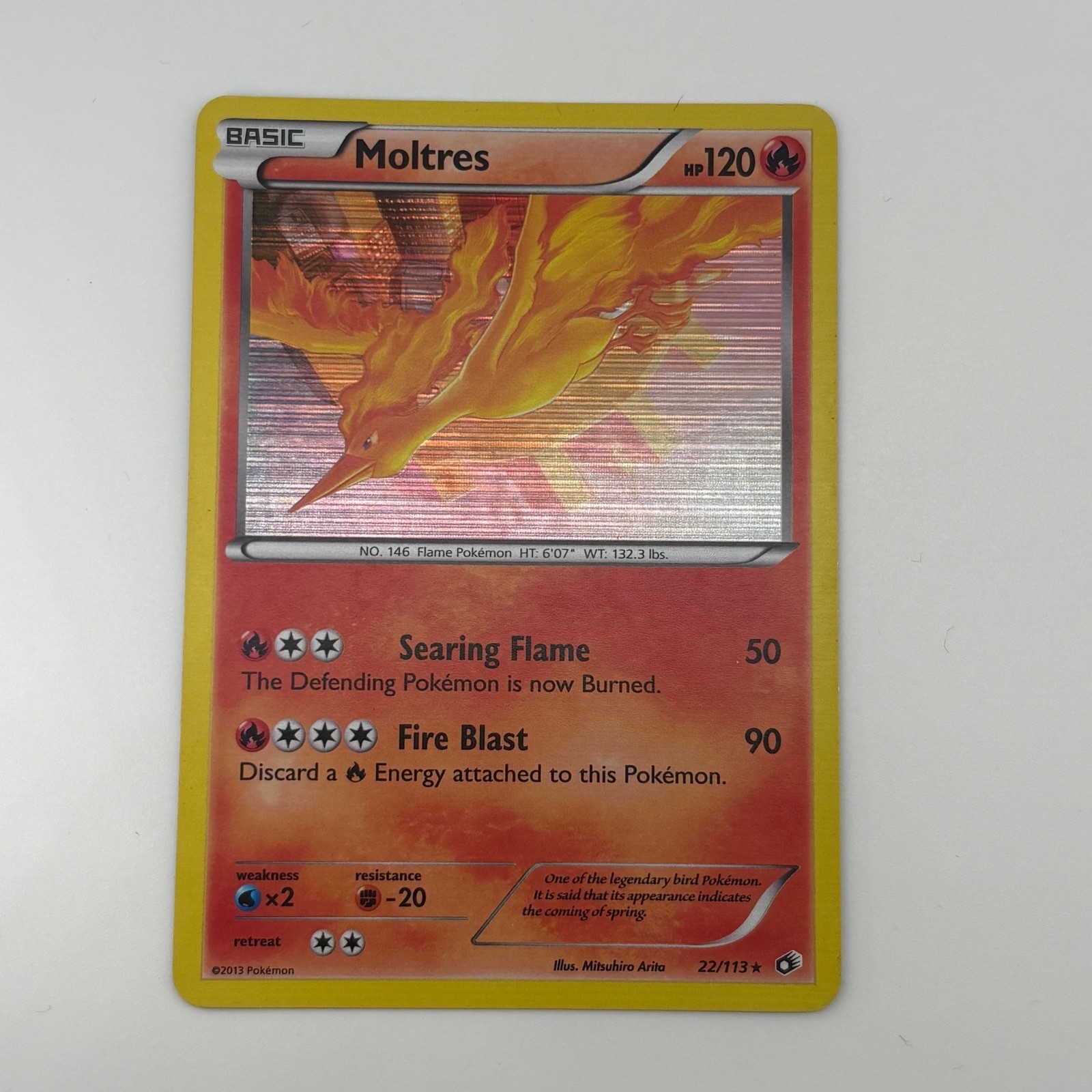 Moltres 22/113 Holo Rare Legendary Treasures HP Pokemon