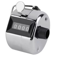 Manual 4 Digit Metal Tally Counter - Silver Hand Clicker for Counting