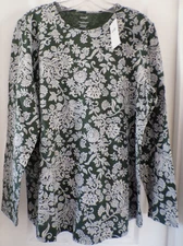 NWT NEW FALL J JILL PURE JILL SZ LARGE LONG SLEEVE SHIRTTAIL TEE DARK GREEN $59