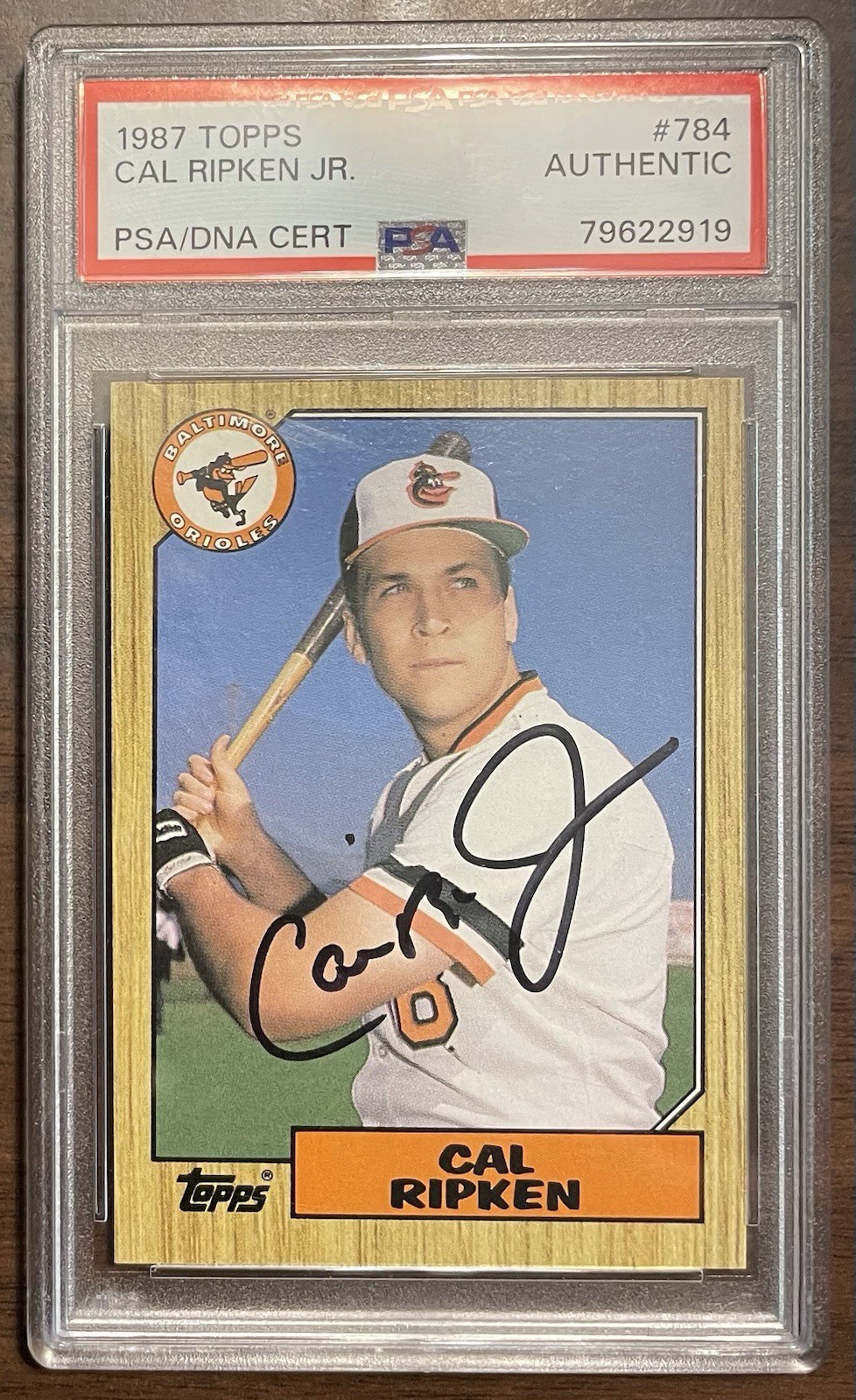 Cal Ripken Jr. 1987 Topps #784 Autograph. Double Certified By PSA/DNA & JSA. view 1