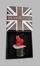 Butler & Wilson Vintage Signed Red Westie Dog in a Crystal Top Hat Brooch