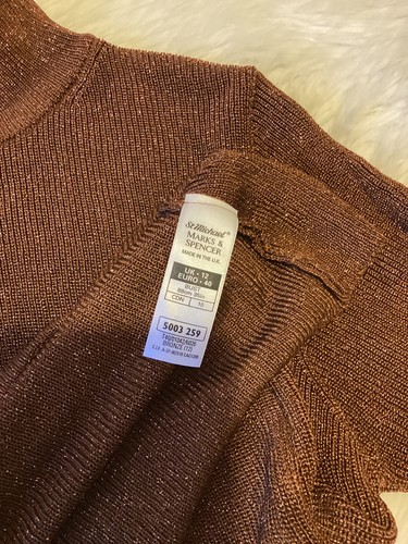 St Michael Marks & Spencer Size 12 Knitted Lurex Type Top SS Bronze VGC Vintage? - Picture 4 of 5
