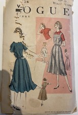 Vintage 1940s Vogue Pleated Pinafore Yoke Dress & Blouse Sewing Pattern 30” Bust