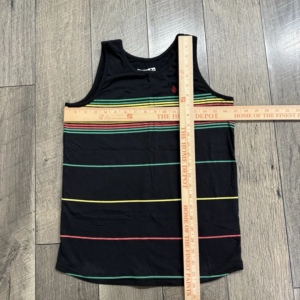 Vintage Surf Volcom Tank Top Youth Large Black Rasta Sleeveless Shirt Reggae Y2K - Image 4 of 4