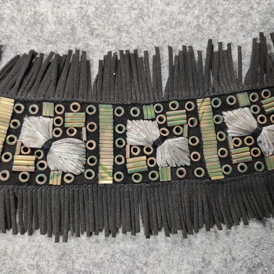 Cinturón ancho de gamuza con flecos con cuentas vintage para mujer Boho Festival Western con cordones años 90 Foto 2 de 4