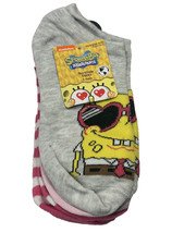 nickelodeon 3 pairs no show ankle socks spongebob size 4-10