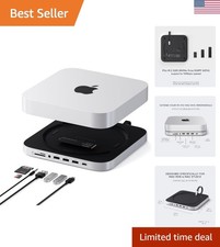 Sleek Silver Mac Mini Hub  SSD Enclosure with 10Gbps USB C Docking Station