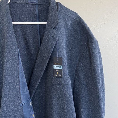 NWT Stafford Linen Blend Sport Coat Blazer Big & Tall Men 60L Navy Blue $210MSRP - Picture 8 of 11