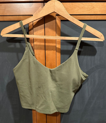 Athleta - Elation- Sports Bra- Pullover- V-Neck -Crop - Olive Green Size S