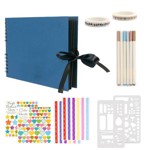 Fotoalbum Fotobuch Spiralbindung Stifte Sticker Schablonen Geschenk Hochzeit