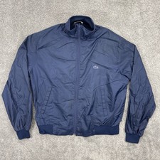 Vintage Lacoste Izod Jacket Large Blue Full Zip Bomber Jacket 80s Nylon